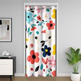 Homemissing Kapı Pencere için Çiçekli Kapı Perdesi 150x203 cm Sevimli Çiçek Isı Yalıtımlı Geçici Oda Bölücüler Renkli Çiçek Dolap Örtüsü Karikatür Baskı Yatak Odası Oturma Odası Kırmızı Sarı Pembe