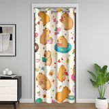 Homemissing Kapibara Kapı Perdesi Kapı Pencere için 132x213 cm Yaz Temalı Isı Yalıtımlı Geçici Oda Bölücüler Kalp Desenli Klozet Kapağı Yıldız Baskı Yatak Odası Oturma Odası Sevimli Hayvan Mikrofiber