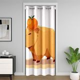 Homemissing Kapibara Kapı Perdesi Kapı Pencere için 86x203 cm Turuncu Meyve Isı Yalıtımlı Geçici Oda Bölücüler Yaz Temalı Dolap Örtüsü Rustik Yaban Hayatı Yatak Odası Karikatür Hayvan Desenli