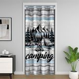 Homemissing Karavan Kapı Perdesi Kapı Penceresi için 132 x 203 cm Mutlu Kamp Isı Yalıtımlı Geçici Oda Bölücüler Ahşap Dolap Örtüsü Dağ Yatak Odası Oturma Odası Mikrofiber