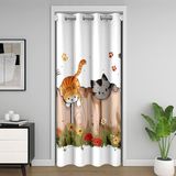 Homemissing Karikatür Kedi Kapı Perdesi Kapı Pencere 106 x 203 cm Sevimli Hayvan Isı Yalıtımlı Geçici Oda Bölücü Kawaii Gardırop Koruyucu Sevimli Yavru Kedi Yatak Odası Oturma Odası Çiçek Mikrofiber