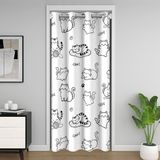Homemissing Karikatür Kedi Kapı Perdesi Kapıda Gizlilik Kara Kediler Baskı Gardırop Örtüsü Sevimli Yavru Kedi Odası Bölücü Perde 106 x 203 cm Hayvan Yatak Odası Oturma Odası Kawaii Sevimli Pencere