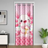 Homemissing Kawaii Axolotl Kapı Perdesi Kapı Penceresi için 106 x 203 cm Karikatür Buz Axolotl Isı Yalıtımlı Geçici Oda Bölücüler Sevimli Pembe Dolap Örtüsü Rüya Gibi Kız Oturma Odası