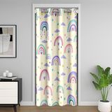 Homemissing Kawaii Gökkuşağı Kapı Perdesi Kapı Perdesi Güneş ve Yıldız Dolap Kapı Örtüsü Yatak Odası Oturma Odası için Perde 106x203 cm 1 Panel Sevimli Bulut Oda Bölücü Perde Kılıfı Sarı