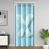 Homemissing Kawaii Kapı Gizliliği için Mavi Fiyonklu Kapı Perdesi, 150 x 203 cm 1 Panel, Kişiselleştirilmiş X Harf Klozet Örtüsü, Monogramlı Oda Bölücü Perdesi, Sevimli Koket Fiyonklu Düğüm Yatak