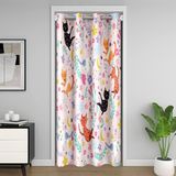 Homemissing Kawaii Kediler Kapı Perdesi Kapı Perdesi Gizlilik 150 x 203 cm Yavru Kedi Odası Karartma / Yalıtımlı Termal Karikatür Hayvan Odası Bölücü Perde Örtüsü Çiçekler Bitkiler Pencere