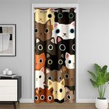 Homemissing Kedi %30 -%50 Oda Karartma Perdeleri Kediler Baskılı Kapı Perdesi Kız Çocukları ve Gençler için Gizlilik Sevimli Yavru Kedi Odası Bölücü Perde Kılıfı 106 x 203 cm Hayvan Kahverengi Siyah