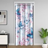 Homemissing Kelebek %30-%50 Karartma Perdeleri 150 x 203 cm Kelebekler Baskılı Kapı Perdesi Gizlilik Kız Kiraz Çiçekleri Çiçekli Oda Bölücü Perde Örtüsü Güzel Kelebek Pencere Uygulamaları için