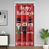 Homemissing Kırmızı Fındıkkıran %30 -%50 Kararan Karartma Perdesi 132 x 203 cm Catoon Kraliyet Koruyucu Kapı Perdesi Kapı Gizliliği için Merry Christmas Kar Tanesi Oda Bölücü Perde Örtüsü Noel Kapı