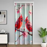 Homemissing Kırmızı Kardinal Kapı Perdesi Kapı Perdesi 106x203 cm Kiraz Çiçeği Çiçek Termal Yalıtımlı Geçici Oda Bölücüler Noel Dolap Örtüsü Bahar Kuşlar Yatak Odası Oturma Odası Kardinaller