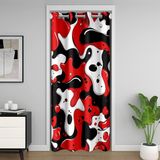 Homemissing Kırmızı Siyah Kamuflaj Kapı Perdesi Gizlilik Soyut Camo Dolap Örtüsü Lüks Modern Sanat Odası Bölücü Perde 132x203cm Şerit Çizgi Yatak Odası Oturma Odası Pencere Uygulamaları