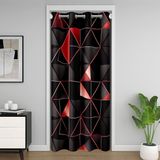 Homemissing Kırmızı Siyah Kapı Perdesi Kapı Perdesi 3D Üçgen Desen Baskılı Dolap Örtüsü Yatak Odası Oturma Odası için Soyut Oda Bölücü Perde 106x203 cm Modern Şerit Karartma