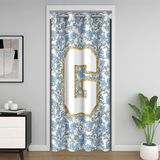 Homemissing Kişiselleştirilmiş İlk G Kapı Perdesi Pencere 150 x 203 cm Mavi Çiçekli Isı Yalıtımlı Geçici Oda Bölücü Romantik Çiçekler Gardırop Monogram Oturma Odası Mikrofiber