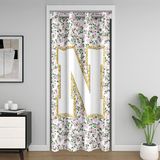 Homemissing Kişiselleştirilmiş İlk N Kapı Perdesi Kapı Gizliliği için Pembe Çiçekli Dolap Örtüsü Sevimli Çiçekler Oda Bölücü Perde 150x203 cm Monogramlı Yatak Odası Oturma Odası Pencere Uygulamaları