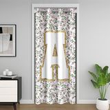Homemissing Kişiye Özel İlk Kapı Perdesi Kapı Perdesi Oturma Odası için Pembe Çiçekli Dolap Örtüsü Sevimli Çiçekler Oda Bölücü Perde 132x203 cm Monogramlı Karartma Karartma Ev Dekoru