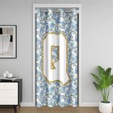 Homemissing Kişiye Özel İlk Q Kapı Perdesi Kapı Perdesi Oturma Odası için Mavi Çiçekli Dolap Örtüsü Sevimli Çiçekler Oda Bölücü Perde 150x203 cm Monogramlı Karartma Karartma Ev Dekoru