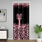 Homemissing Kız Çocuk Kapı Perdesi Gizlilik Parıltılı Leopar Baskılı Dolap Örtüsü İlk L Harf Oda Bölücü Perde, 106 x 213 cm, Yatak Odası Oturma Odası Pencere İşlemleri