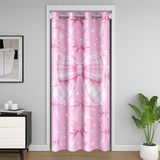 Homemissing Kızlar için ilmek kapı perdesi kapı perdesi 106x203 cm açık beyaz ve açık pembe papyon termal yalıtımlı geçici oda bölücüler Kawaii yay dolap kapağı elmas oturma odası mikrofiber
