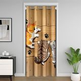 Homemissing Komik Kediler Kapı Perdesi Gizlilik Karikatür Kedi Ahşap Dolap Örtüsü Sevimli Hayvan Oda Bölücü Perde 150 x 203 cm Sevimli Yavru Kedi Yatak Odası Oturma Odası Pencere Uygulamaları