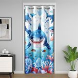 Homemissing Köpek Balığı Kapı Perdesi Pencere 106 x 203 cm Deniz Dekoru Isı Yalıtımlı Geçici Oda Bölücüler Deniz Hayvanları Gardırop Koruyucu Deniz Yaşamı Yatak Odası Oturma Odası Mikrofiber