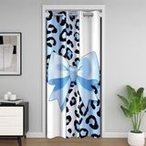Homemissing Leopar Baskı Kapı Perdesi Kapı Pencere için 132x203cm Mavi Leopar Yay Isı Yalıtımlı Geçici Oda Bölücüler Hayvan Kürk Dolap Örtüsü Yatak Odası Oturma Odası Mikrofiber
