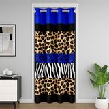 Homemissing Leopar Baskılı Kapı Perdesi Kapı Pencere 106 x 213 cm Çita Isı Yalıtımlı Geçici Oda Bölücüler Safari Dolap Örtüsü Zebra Yatak Odası Oturma Odası Kahverengi Mavi Mikrofiber