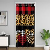 Homemissing Leopar Baskılı Kapı Perdesi Kapı Pencere için 86x203 cm Kırmızı Isı Yalıtımlı Geçici Oda Bölücüler Kalp Desenli Dolap Örtüsü Hayvan Yatak Odası Oturma Odası Çita Mikrofiber
