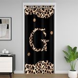 Homemissing Leopar Baskılı Kapı Perdesi Kapı Perdesi 150x203 cm İlk G Isı Yalıtımlı Geçici Oda Bölücüler Sevimli Monogramlı Leopar Klozet Kapağı Alfabe Yatak Odası Oturma Odası Mikrofiber