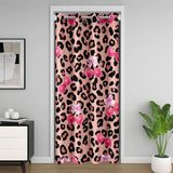 Homemissing Leopar Baskılı Kapı Perdesi Kapı Perdesi Kapı Perdesi Oturma Odası için Çita Fiyonklu Dolap Örtüsü Pembe İlmek Oda Bölücü Perde 150 x 203 cm Kawaii Kiraz Karartma Pembe Ev Dekoru