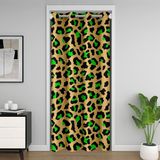 Homemissing Leopar Baskılı Kapı Perdesi Kapı Perdesi Kapı Perdesi Siyah Yeşil Kahverengi Dolap Örtüsü Safari Odası Bölücü Perde 106x203 cm Hayvan Çita Yatak Odası Oturma Odası Kentsel Tribal Pencere