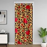 Homemissing Leopar Baskılı Kapı Perdesi Kapı Perdesi Kapılar için Çita Klozet Örtüsü Yıldız Baskılı Oda Bölücü Perde 132 x 203 cm Kawaii Kiraz Yatak Odası Oturma Odası Kahverengi Kırmızı Pencere