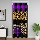 Homemissing Leopar Baskılı Kapı Perdesi Kapı Perdesi Yatak Odası Oturma Odası için Mor Dolap Örtüsü Kalp Desenli Oda Bölücü Perde 132 x 213 cm Hayvan Karartma Karartma Çita Ev Dekoru