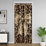 Homemissing Leopar Baskılı Kapı Perdesi Kapı Perdesi Yatak Odası Oturma Odası için Sevimli Fiyonklu Dolap Örtüsü Çita Hayvan Kürk Odası Bölücü Perde 106x213 cm Karartma Ev Dekoru