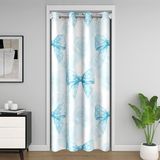 Homemissing Mavi Fiyonklu Kapı Perdesi Kapı için Gizlilik İlmek Dolap Örtüsü Yatak Odası Oturma Odası Prenses Dekor Oda Bölücü Perde 86x203 cm Kawaii Papyon Karartma Ev Dekoru