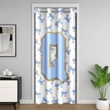 Homemissing Mavi Fiyonklu Kapı Perdesi Kapı Perdesi Oturma Odası için Monogramlı Dolap Örtüsü Kişiselleştirilmiş İlk Q Oda Bölücü Perde 132x213 cm Coquette Fiyonk Karartma Ev Dekoru