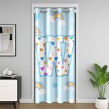 Homemissing Mavi Gökkuşağı Kapı Perdesi Kapı Perdesi Gizlilik Yıldız Ay Baskılı Dolap Örtüsü Kişiselleştirilmiş Mektup W Oda Bölücü Perde 106x203 cm Renkli Aşk Kalp Yatak Odası Oturma Odası Pencere