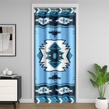 Homemissing Mavi Güneybatı Aztek Oda Bölücü Perde Örtüsü 132 x 203 cm Geometrik Vintage Dolap Örtüsü Bohem Kabile Rustik Batı Kapı Perdesi Kapı Gizliliği için %30 - %50 Karartma Tonları