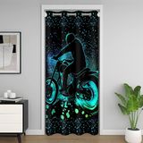 Homemissing Mavi Kir Bisiklet Kapı Perdesi Gizlilik için Ekstrem Spor Odası Bölücü Perde Kapağı Yarış Motokros Binici Motosiklet %30 -% 50 Oda Karartma Perdeleri 150 x 203 cm Galaksi Pencere