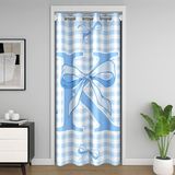 Homemissing Mavi Kurdele Kapı Perdesi Pencere 106 x 213 cm Ekose İlk K Harfi Isı Yalıtımlı Geçici Oda Bölücüler Prenses Fiyonk Gardırop Örtüsü Yatak Odası Oturma Odası Mikrofiber
