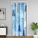 Homemissing Mavi Noel Ağacı Kapı Perdesi Kapı Perdesi Gizlilik 86x203 cm Mutlu Noeller Odası Bölücü Perde Örtüsü Kar Tanesi Noel Teması %30 -% 50 Karartma Karartma Perdesi Mutlu Yıllar Kapı Perdesi