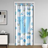 Homemissing Mavi Sevimli Fiyonklu Kapı Perdesi Kapı Gizliliği için Sevimli Çiçek Dolap Örtüsü Kişiselleştirilmiş Mektup V Oda Bölücü Perde 150x203 cm Mavi Kare Kafes Yatak Odası Oturma Odası Pencere
