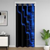 Homemissing Mavi ve Siyah %30 -% 50 Oda Karartma Perdesi 106x203cm Kızlar Geometrik Şerit Hatları Kapı Perdesi Çocuk Odası Bölücü Perde Soyut Sanat Pencere Uygulamaları