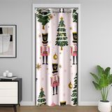 Homemissing Merry Christmas Kapı Perdesi Kapı Perdesi Gizlilik Fındıkkıran Dolap Örtüsü Noel Ağaçları Çam Odası Bölücü Perde 150 x 203 cm Yatak Odası Oturma Odası Sevimli Pencere Uygulamaları