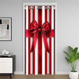 Homemissing Merry Christmas Kapı Perdesi Kapı Perdesi Gizlilik Kırmızı Fiyonklu Dolap Örtüsü Çizgili Oda Bölücü Perde 150 x 203 cm Yatak Odası Oturma Odası Pencere Uygulamaları