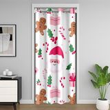 Homemissing Merry Christmas Kapı Perdesi Kapı Perdesi Gizlilik Noel Baba Dolap Örtüsü Zencefilli Kurabiye Adam Odası Bölücü Perde 106x203 cm Karartma Noel Koltuk Değneği Ev Dekoru