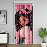 Homemissing Moda Afrikalı-Amerikalı Kapı Perdesi Gizlilik Hippi Kız Dolap Örtüsü Yatak Odası için Müzik Odası Bölücü Perde 150x203 cm Pembe Fiyonklu Karartma