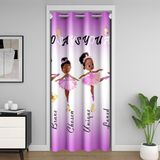 Homemissing Mor Balerinler Kapı Perdeleri Gizlilik Bale Odası Bölücü Perde Siyah Kız Performans Dansçılar %30-50 Karartma Perdesi 132x203cm Oda Dekoru Dans Balerinler Pencere Uygulamaları