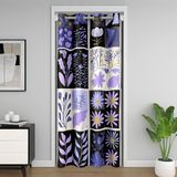 Homemissing Mor Groovy Çiçek Kapı Perdesi Kapı Perdesi Kapı Gizliliği Retro Çiçekli Boho Dolap Örtüsü Vintage Soyut Sevimli Çiçek Odası Bölücü Perde 106 x 203 cm Yatak Odası Oturma Odası Pencere