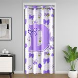 Homemissing Mor Sevimli Fiyonklu Kapı Perdesi Kapı Gizliliği için Sevimli Çiçek Dolap Örtüsü Kişiselleştirilmiş D Harfi Oda Bölücü Perde 86x203 cm Mor Kare Kafes Yatak Odası Oturma Odası Pencere