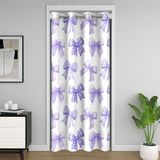 Homemissing Mor yay kapı perde kapı pencere 106x203cm şemsiye şerit termal yalıtımlı geçici oda bölücüler Coquette yay düğüm dolap kapağı girly yatak odası oturma odası zarif mikrofiber